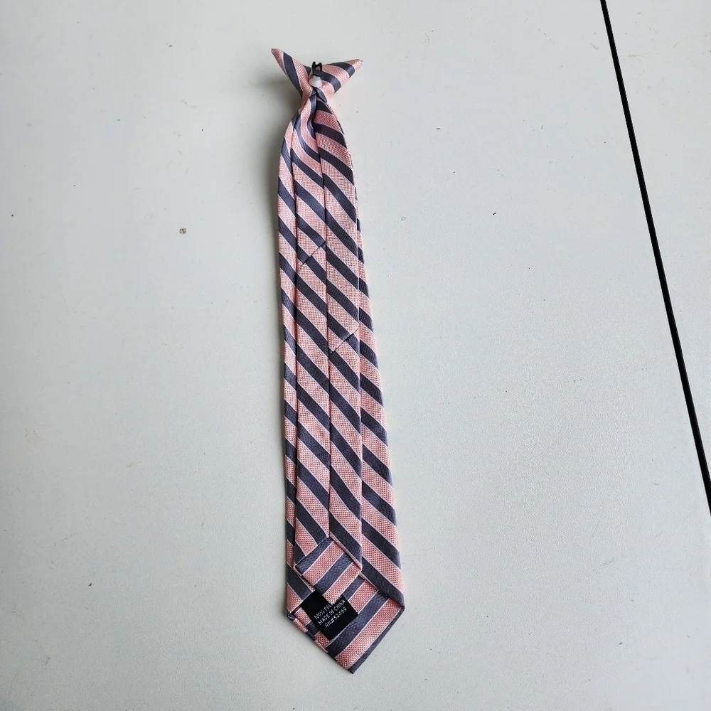 Boys Clip On Tie Striped Pre Tied Necktie Modern 15